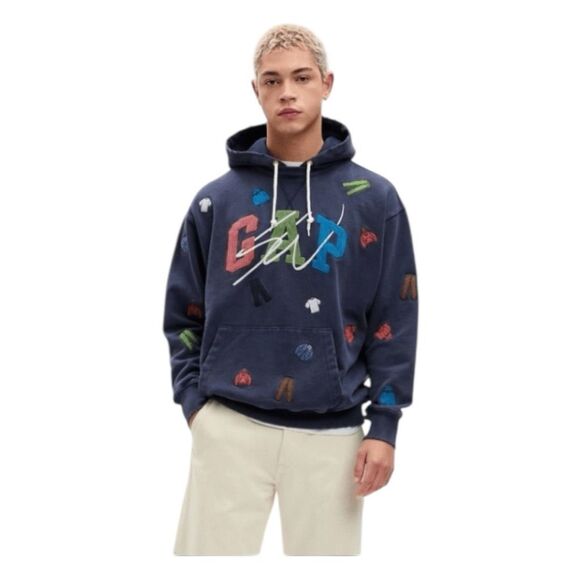 GAP Navy Hoodie with Colorful Graphics - Picture 2 of 16